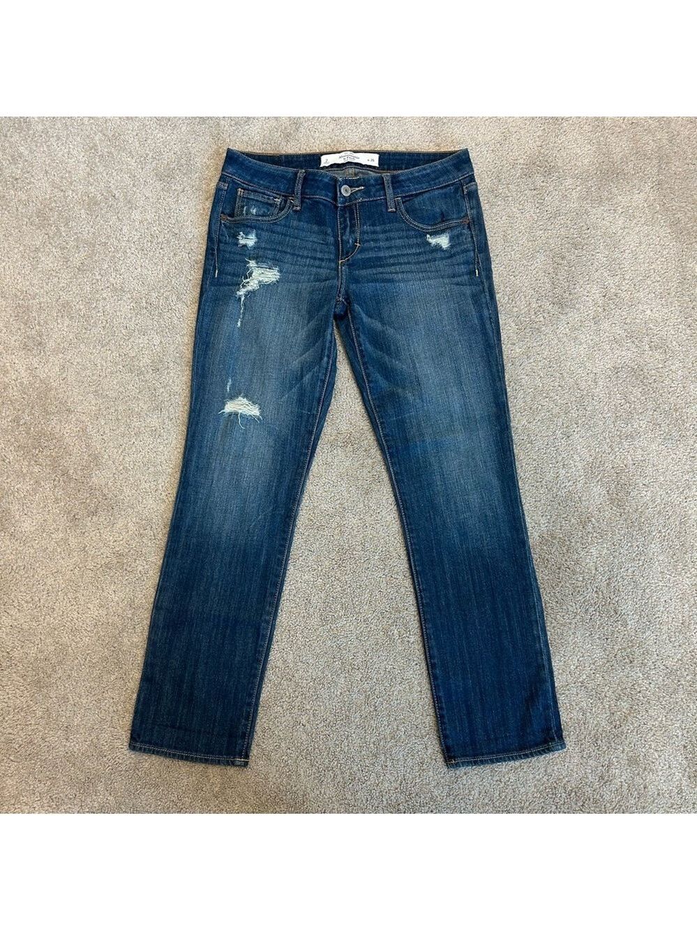 Abercrombie & Fitch cropped distressed faded jeans Sz 2